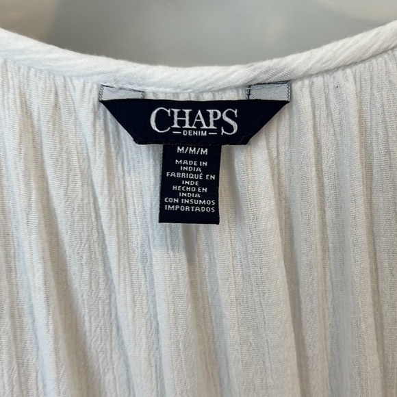 Chaps boho linen like flowy top medium white - Picture 3 of 4